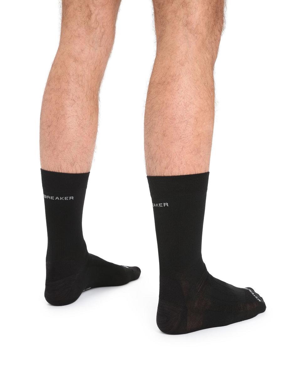 Men's Icebreaker Merino Hike Liner Crew Socks Black | CA 1903WNBY